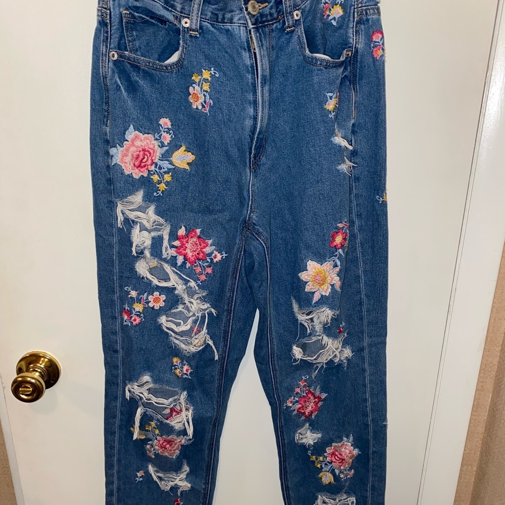American Eagle Floral Mom Jeans
